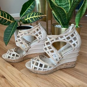 Rosegold Cork Wedge Sandals